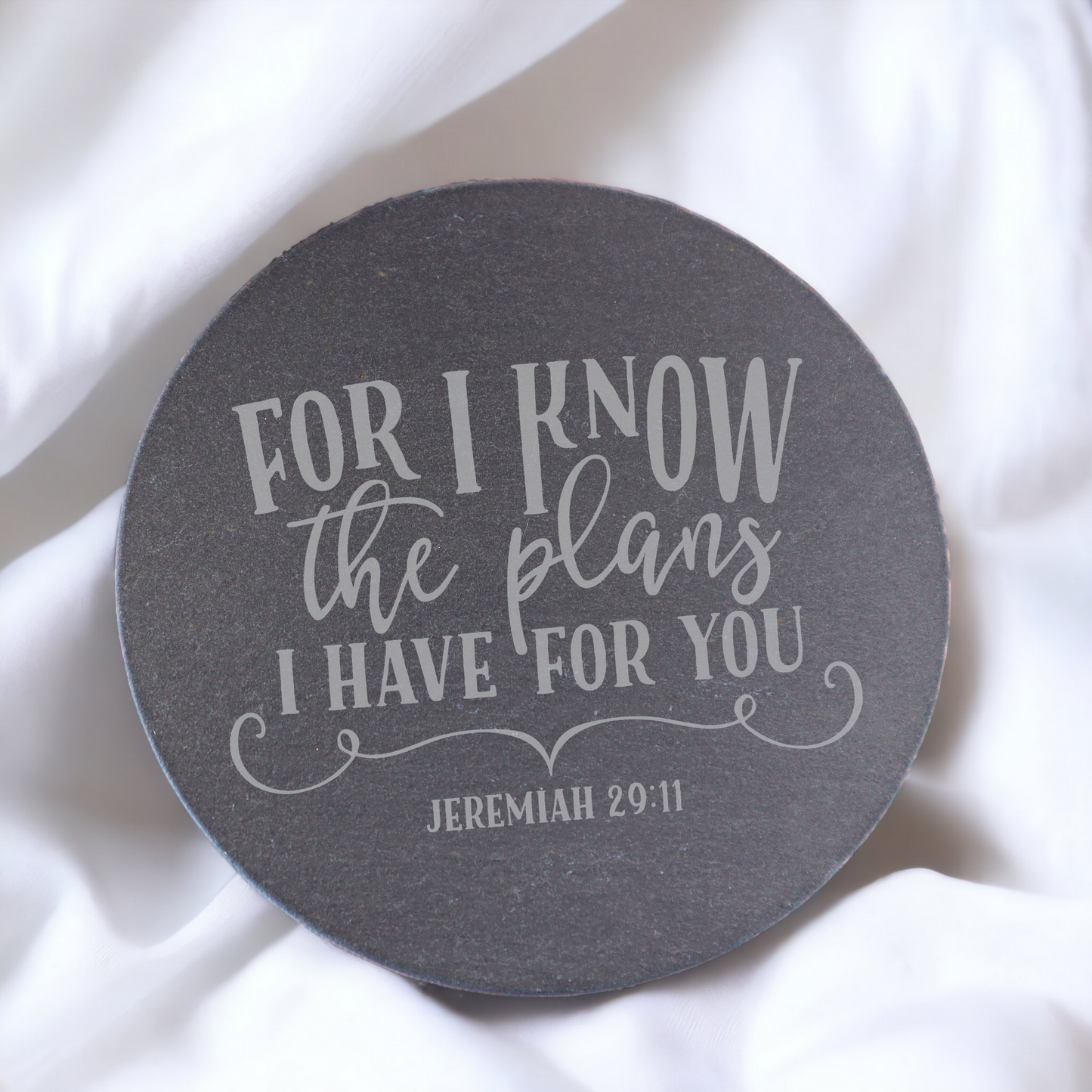 I Know the Plans I Have for You - Bible Verse Slate Drink Coaster