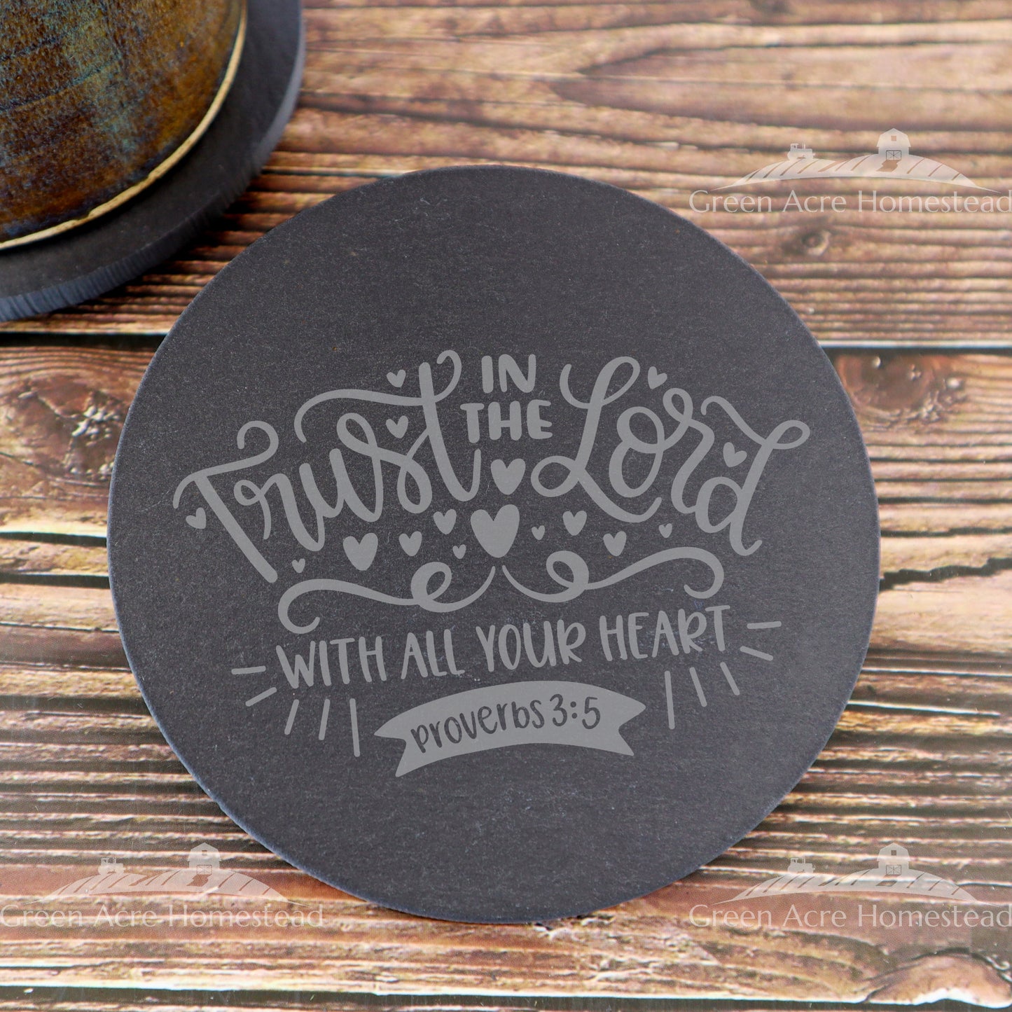 Trust in the Lord - Bible Verse Slate Drink Coaster