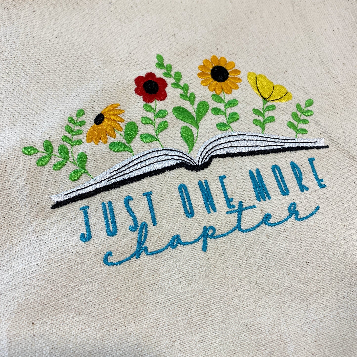 Just One More Chapter - Embroidered Canvas Tote Bag