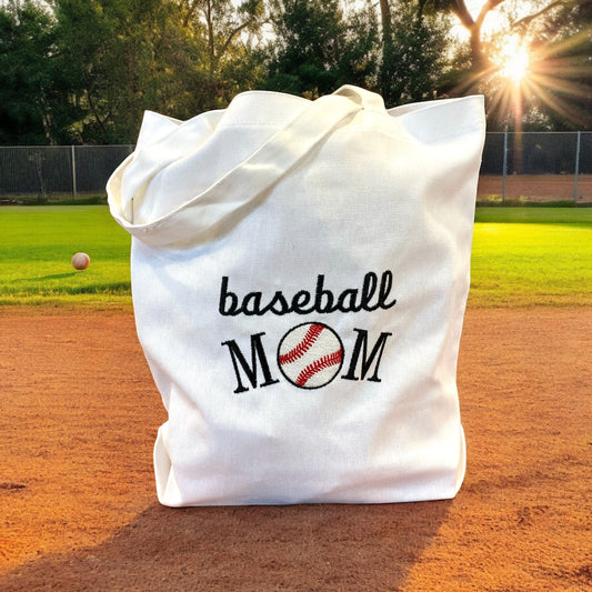 Baseball Mom - Embroidered Canvas Tote Bag