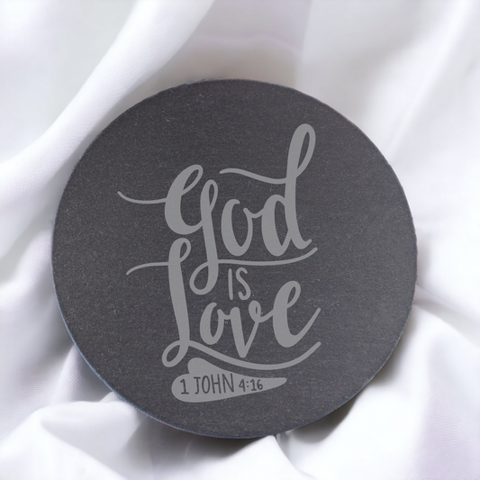 God is Love - Bible Verse Slate Drink Coaster