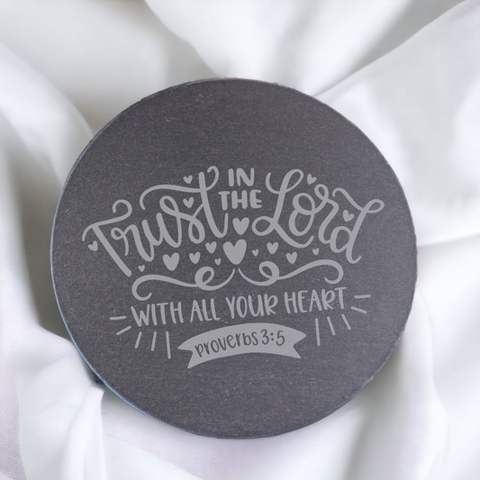 Trust in the Lord - Bible Verse Slate Drink Coaster