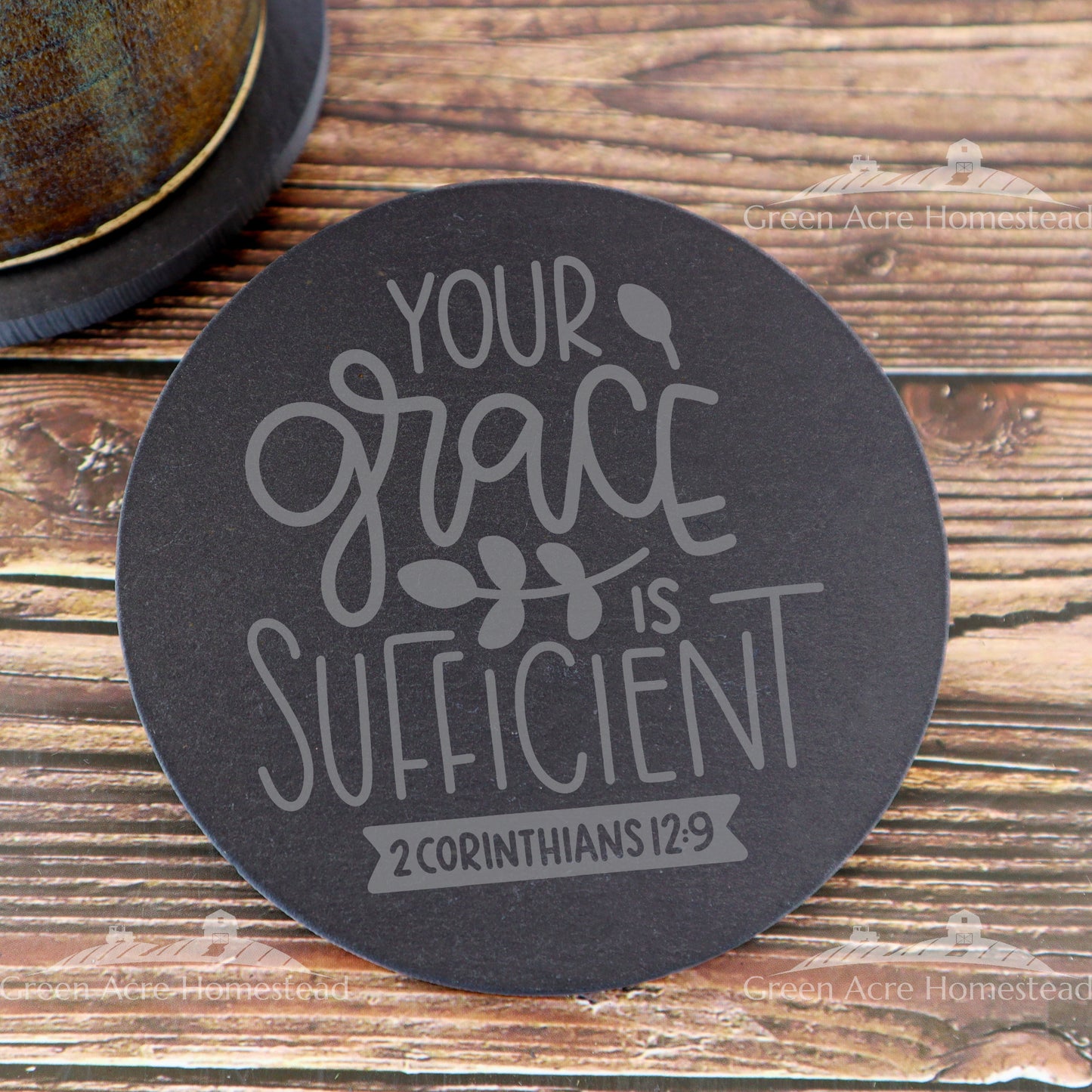 Your Grace is Sufficient - Bible Verse Slate Drink Coaster