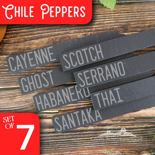 Chile Pepper Collection - Slate Plant Marker (7 pack)