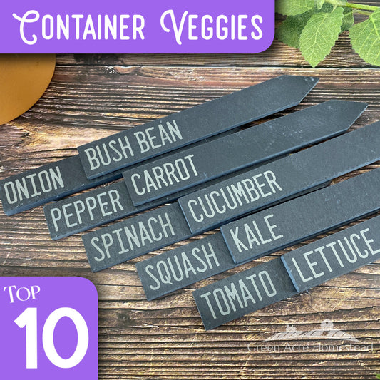 Container Vegetable Collection - Slate Plant Marker (10 pack)